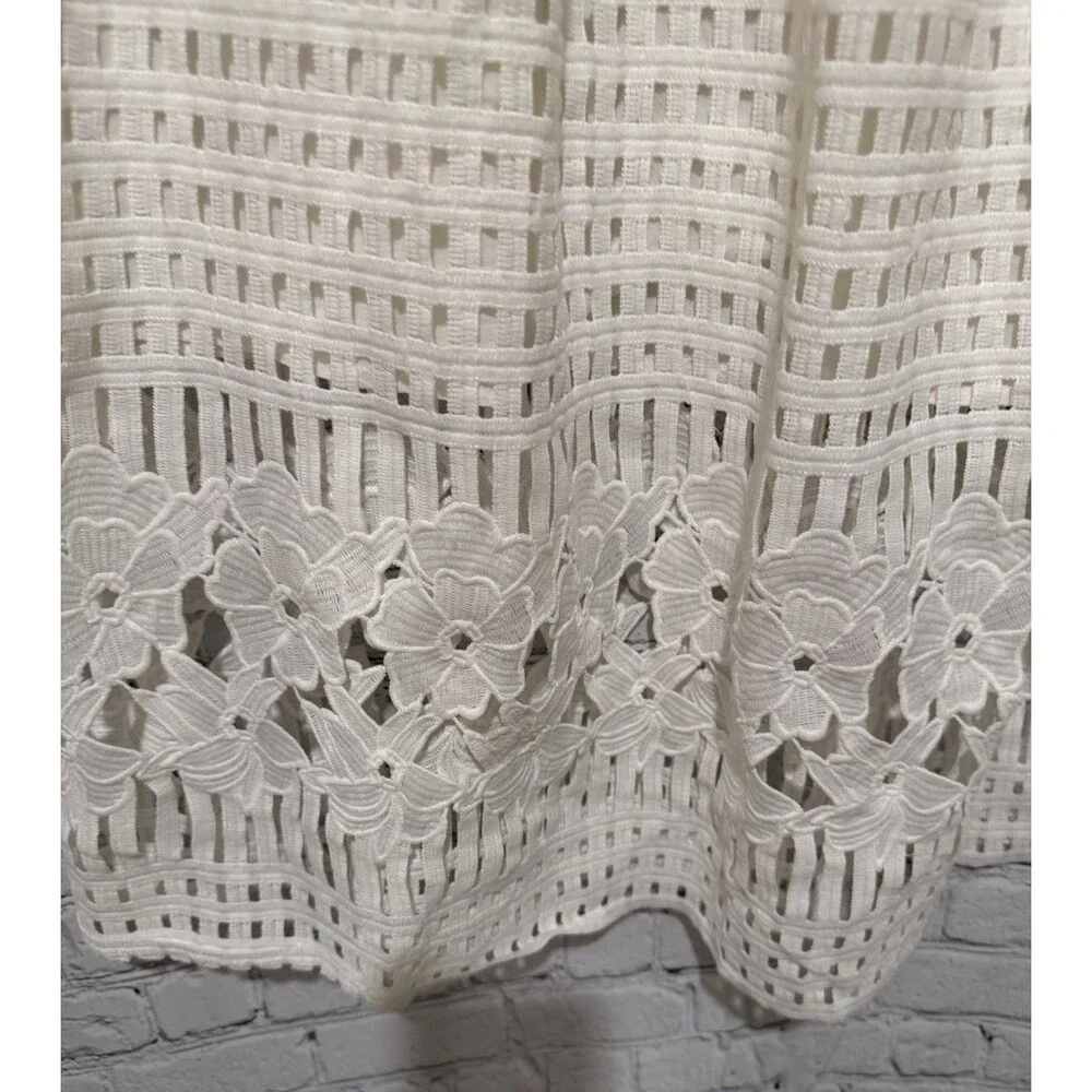 Blue Rain White Lace Cutout Midi Skirt Size Medium - Picture 4 of 9